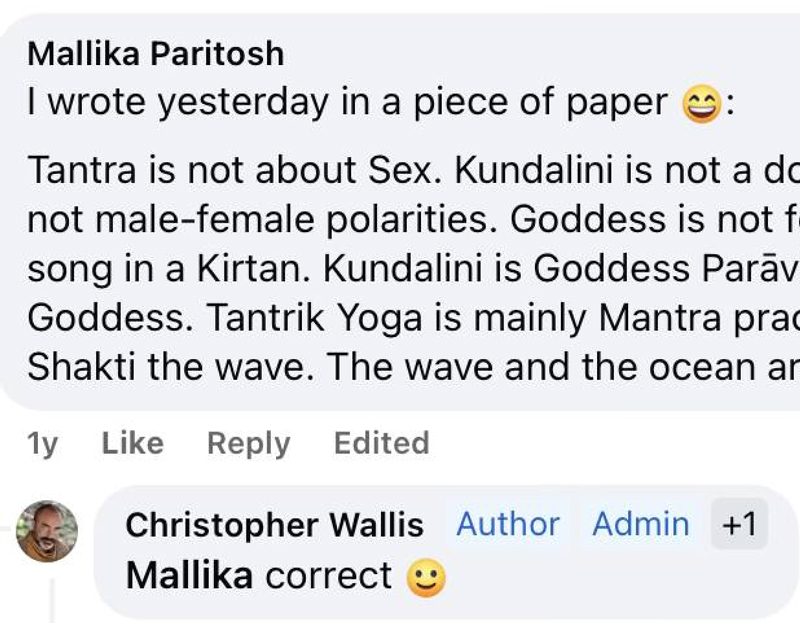 a screenshot of a chat about the definition of Tantra